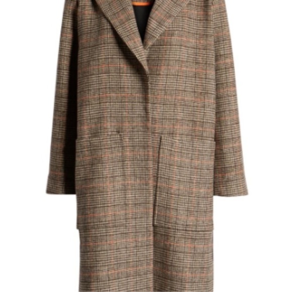 Something Navy Brown Plaid Women's Coat Size XS